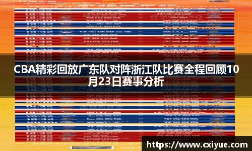 CBA精彩回放广东队对阵浙江队比赛全程回顾10月23日赛事分析